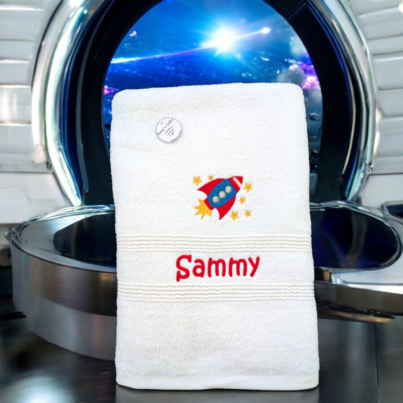 Space Rocket Towel Personalised Kids Bath Towel