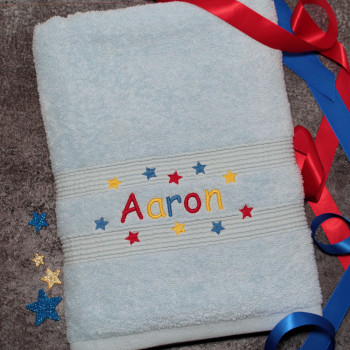 Childs Personalised Towel Name and Stars Towel