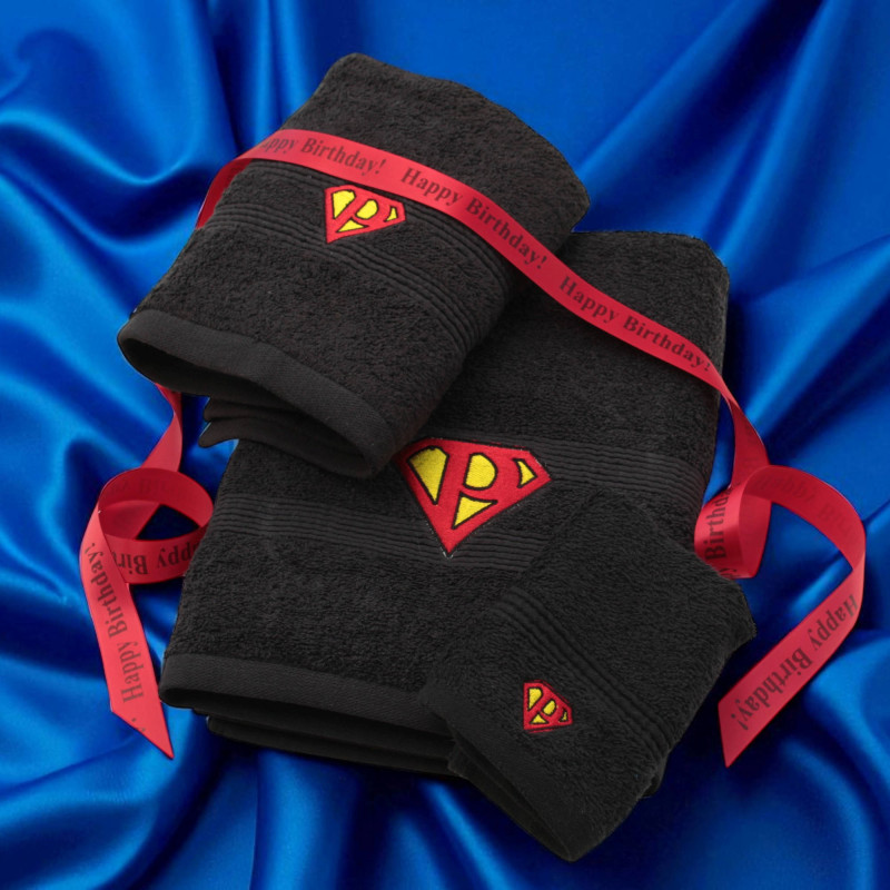 Superman Towel Bale Embroidered Super Initial Towel Set