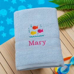 Childs Towel Colourful Fish Personalised Towel