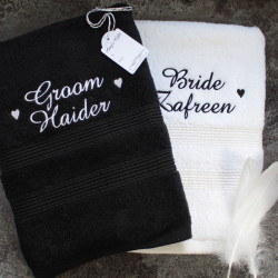 Bride and Groom Towels Personalised Wedding Gift Towel Set