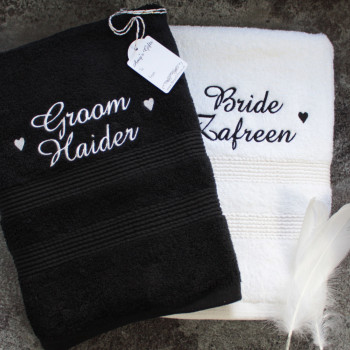 Bride and Groom Towels Personalised Wedding Gift Towel Set