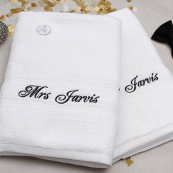 His and Hers Towels Pair of White Bath Towels