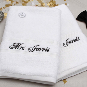 His and Hers Towels Pair of White Bath Towels