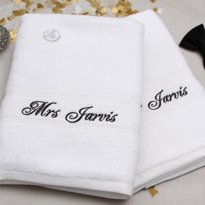 His and Hers Towels Pair of White Bath Towels