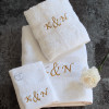 Anniversary Towels Set Couples Initials 3pc Gift Set