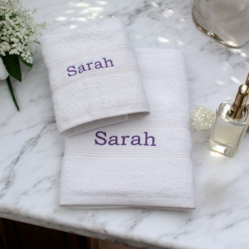 Bath and Hand Towels Personalised White Gift Set
