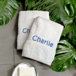 White Personalised Flannels Embroidered Face Cloths Pair