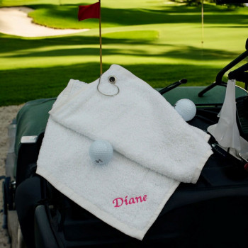 Embroidered Golf Towel White Personalised Golfers Towel