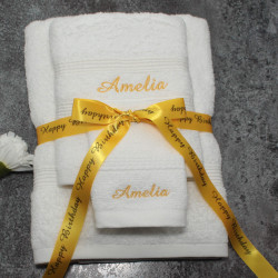 Personalised Towel Bale Bath Hand Flannel with Gift Ribbon