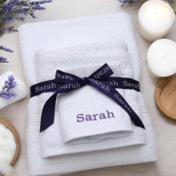 Personalised Towels With Ribbon Choice of Towel Bale Colour