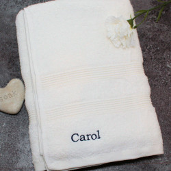 Personalised Bath Towels White Small Name Embroidery