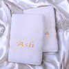 Mr and Mrs Towels Set Personalised White Bath Towels