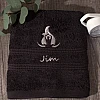 personalised yoga towel black embroidered