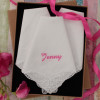 Personalised Ladies Handkerchiefs Set Three Butterfly Lace Corner Hankies