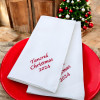 Personalised Christmas Napkins Large Luxury Pair Embroidered Cloth Napkin
