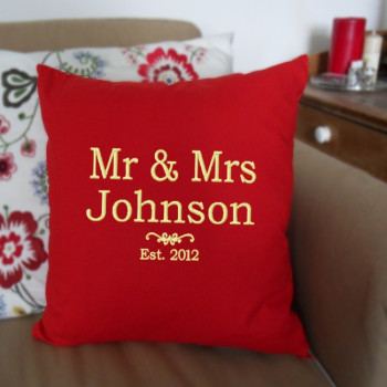 Personalised Red Cushion Anniversary Gift Cushions