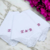 Personalised Ladies Handkerchiefs Set Three Butterfly Lace Corner Hankies