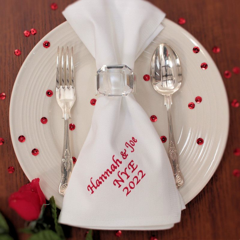 Personalised Dinner Napkins Large Luxury Embroidered Cloth Napkin