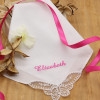 Personalised Ladies Handkerchiefs Set Three Butterfly Lace Corner Hankies