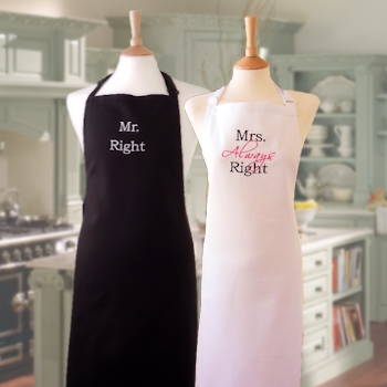 His and Hers Black White Apron Set