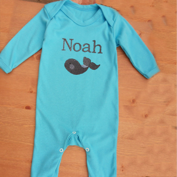 Personalised Baby Babygrows Cute Whale Embroidered Onesie