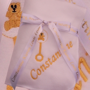 Personalised Newborn Blanket Baby Rattle Fleece Blanket with Ribbon