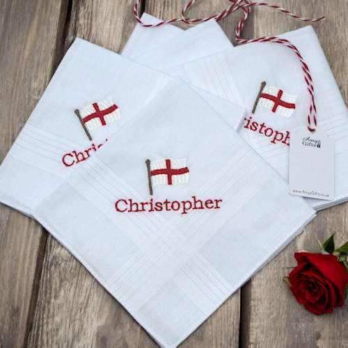 England Flag Handkerchief Set St George Flag Personalised Hankies
