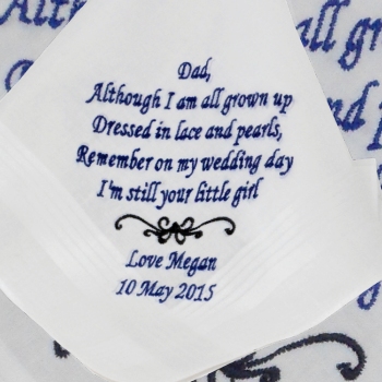 Wedding Handkerchief Father of the Bride Poem Embroidery