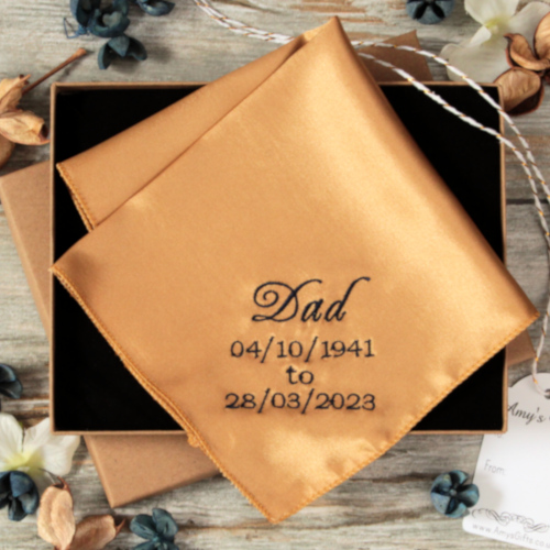 Memorial Satin Handkerchief Personalised Funeral Hanky