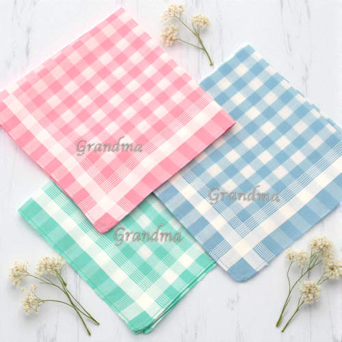Ladies Personalised Handkerchiefs Gift Set of 3 Pastel Check Hankies Ladies Personalised Handkerchiefs Gift Set of 3 Pastel Check Hankies
