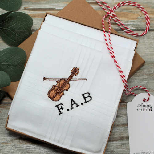 Violin Handkerchiefs Set of 3 Personalised Music Instrument