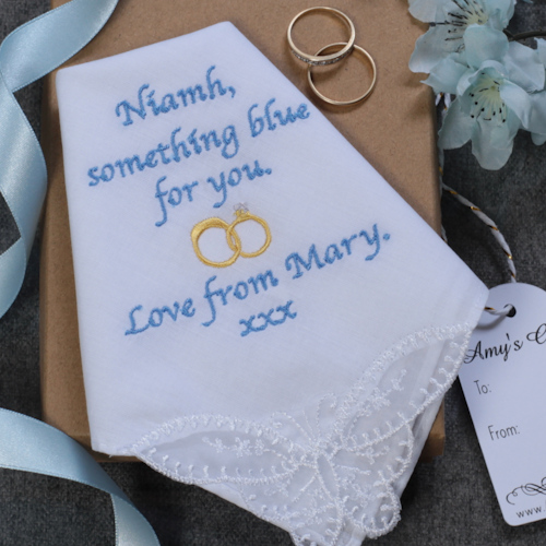 Custom Wedding Handkerchief Ladies Keepsake Message Embroidered Hanky