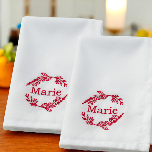 Personalised Cloth Napkins Monogram Leaves Dinner Napkin
