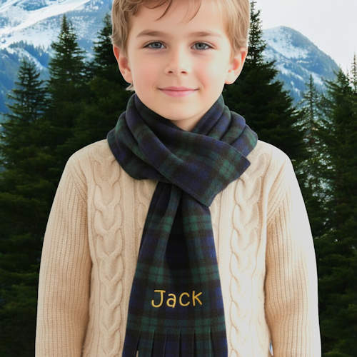 Childrens Tartan Scarf Kids Personalised Blackwatch Tartan Scarf