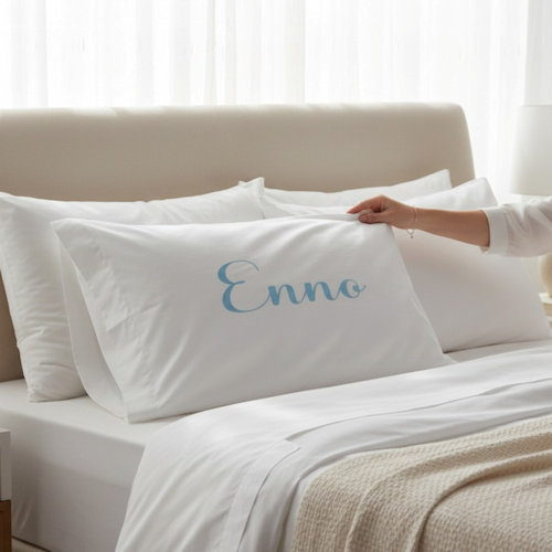 Personalised Pillowcase Oxford Trim Egyptian Cotton