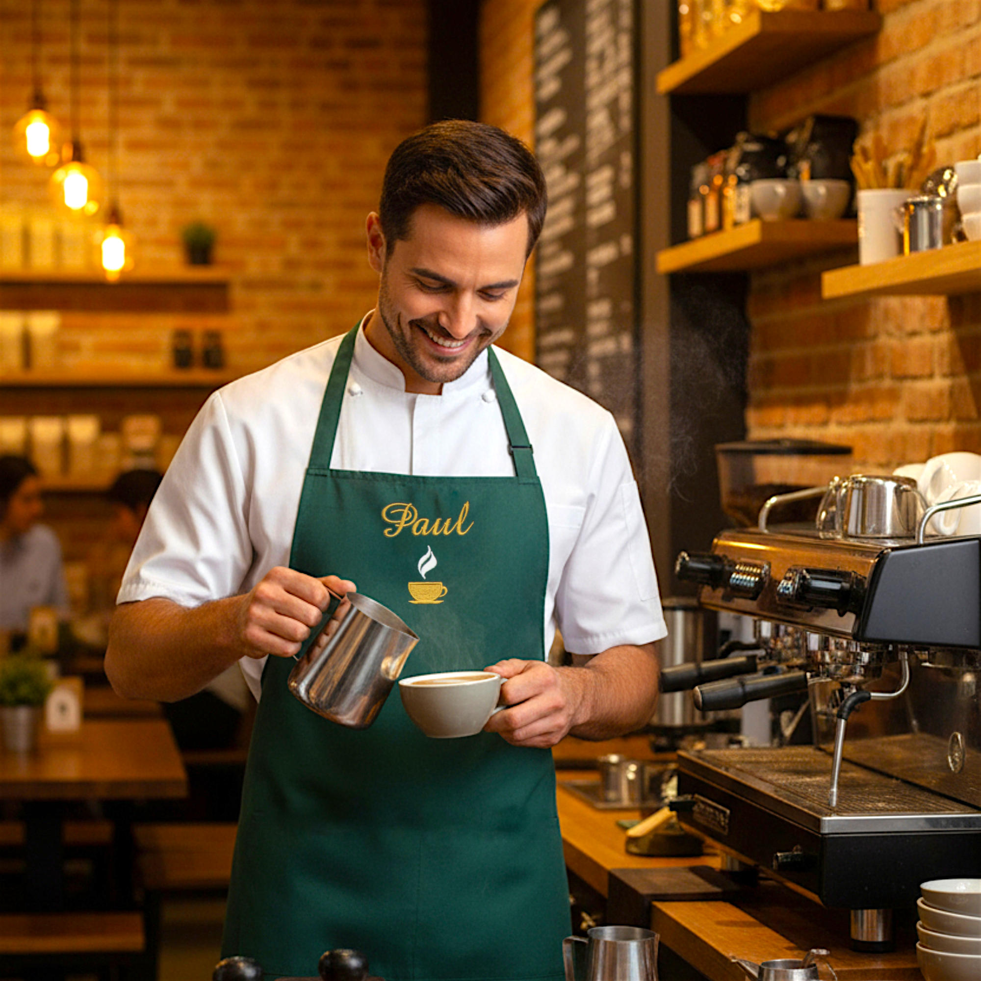 Personalised Apron Embroidered Dark Green Apron