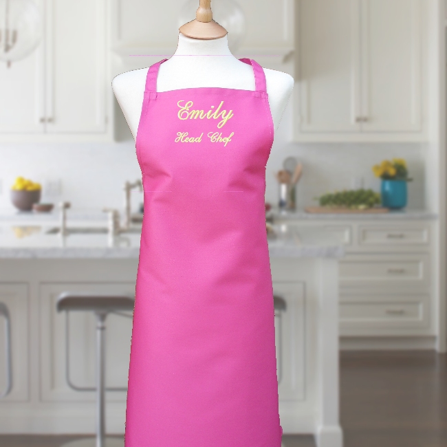 Personalised Apron Ladies Pink Apron Embroidered Name