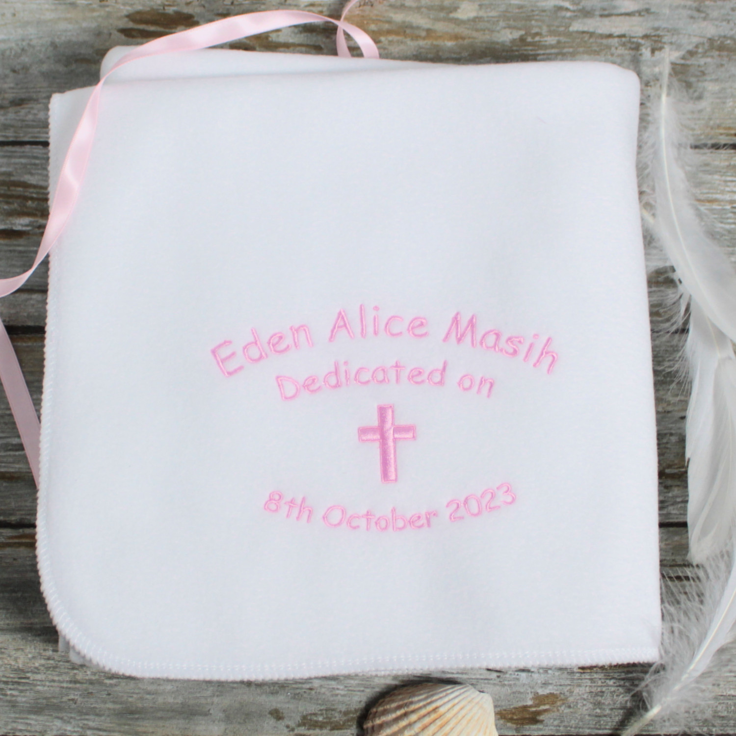 Christening Blanket Personalised Baptism Fleece Blanket