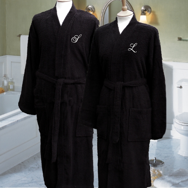Monogrammed Bathrobes Embroidered Black Robes