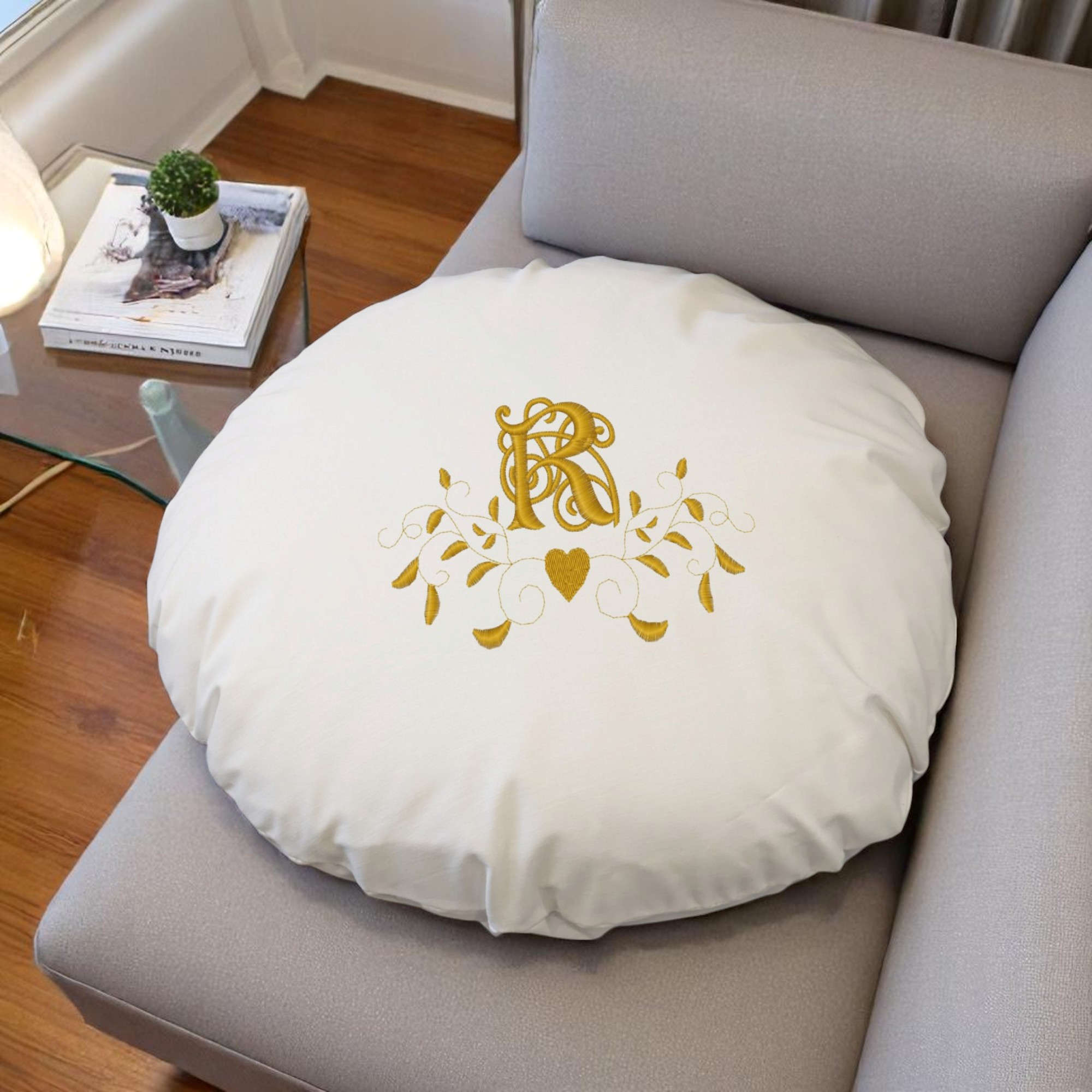 Round Cushion Personalised Embroidered Cushion