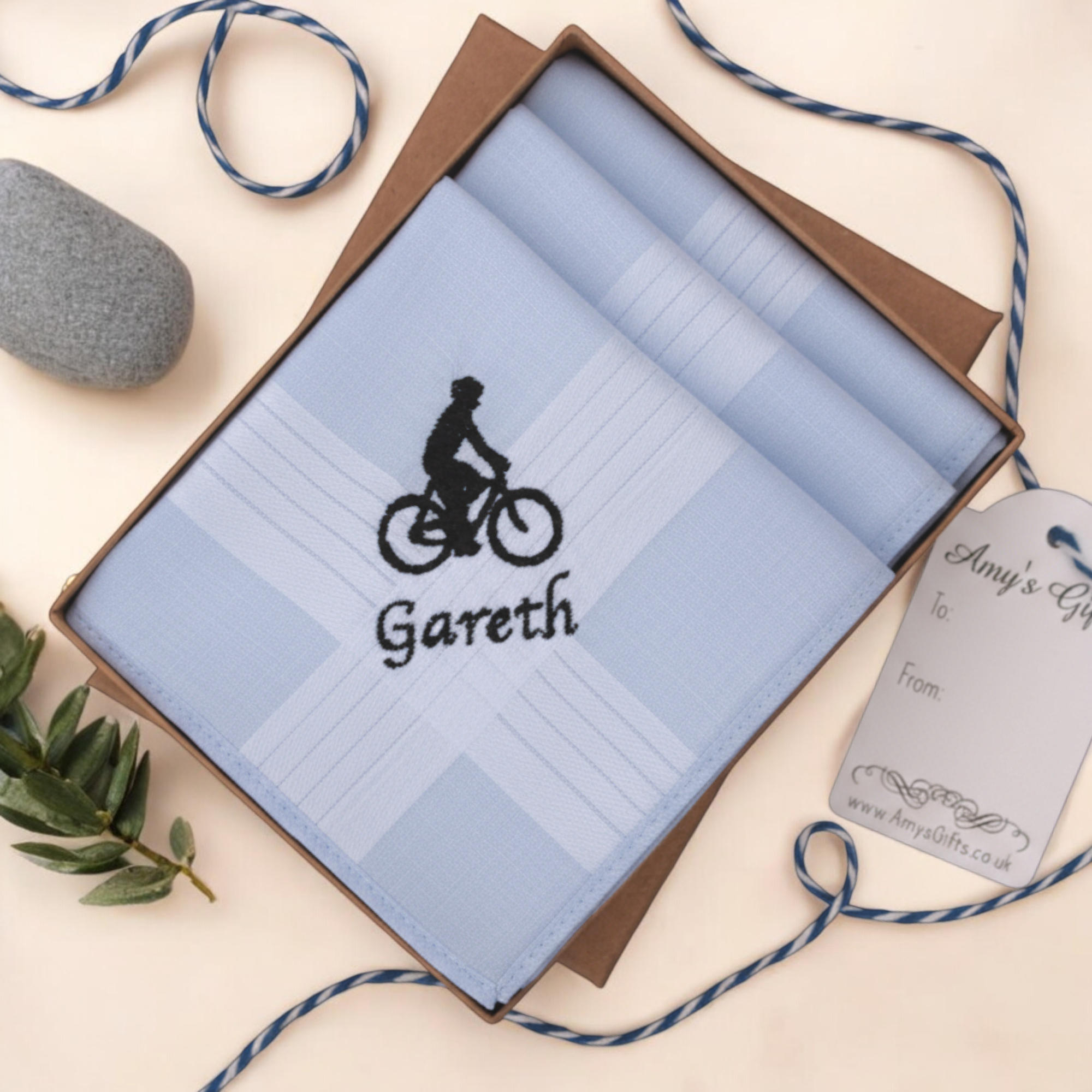 Cycling Bike Handkerchiefs Personalised Hankies Boxed Gift