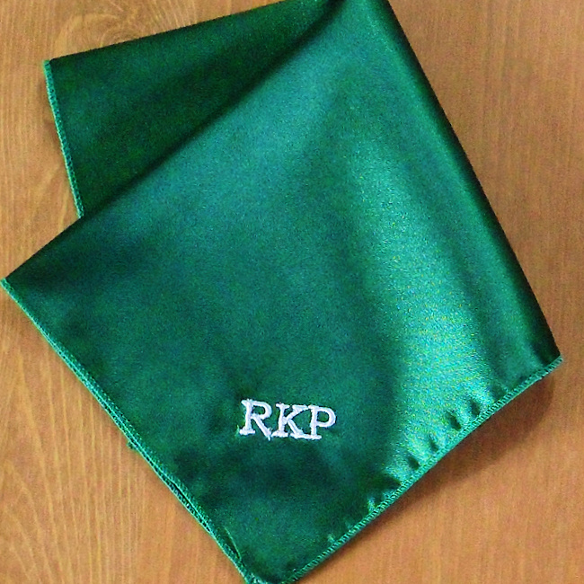 Pocket Square Personalised Green Satin Handkerchief