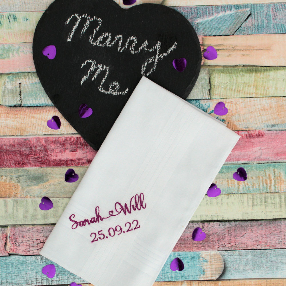 Engagement Gift Hanky Mans Personalised Handkerchief