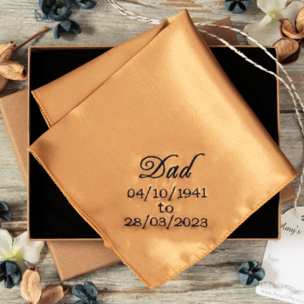 Memorial Satin Handkerchief Personalised Funeral Hanky