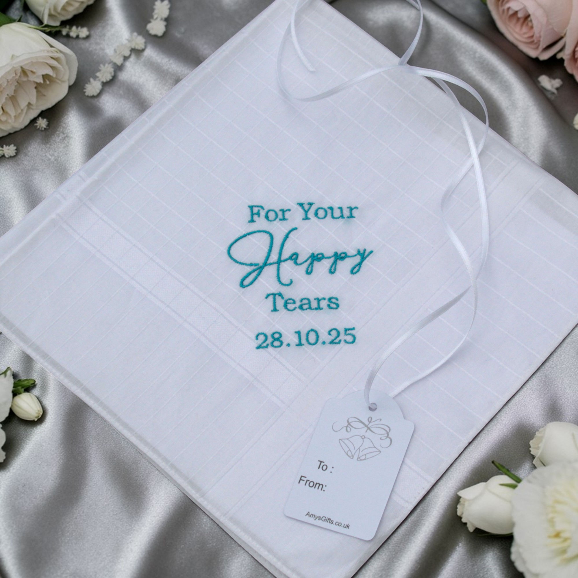 Happy Tears Gift Hanky Mens Personalised Handkerchief