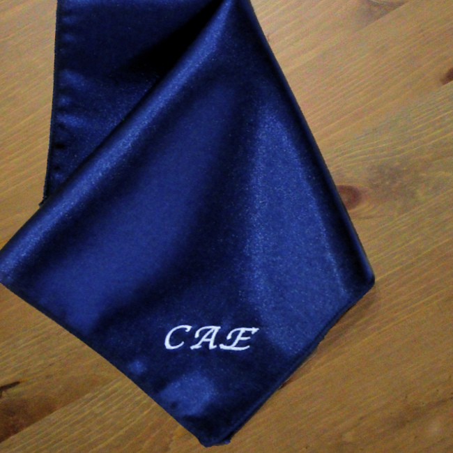 Pocket Square Personalised Navy Blue Satin Handkerchief