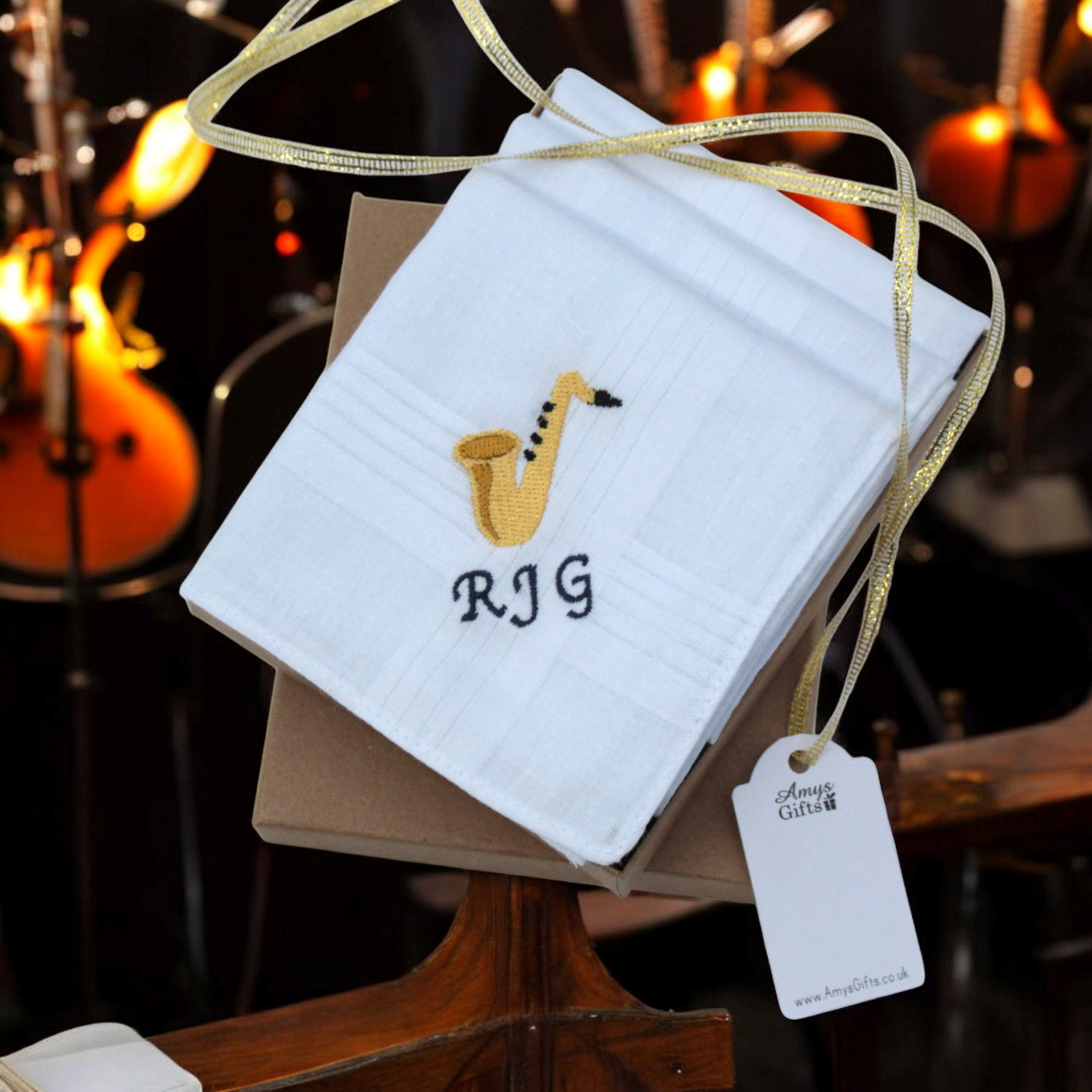 Saxophone Handkerchiefs Personalised Musician Handkerchief Set