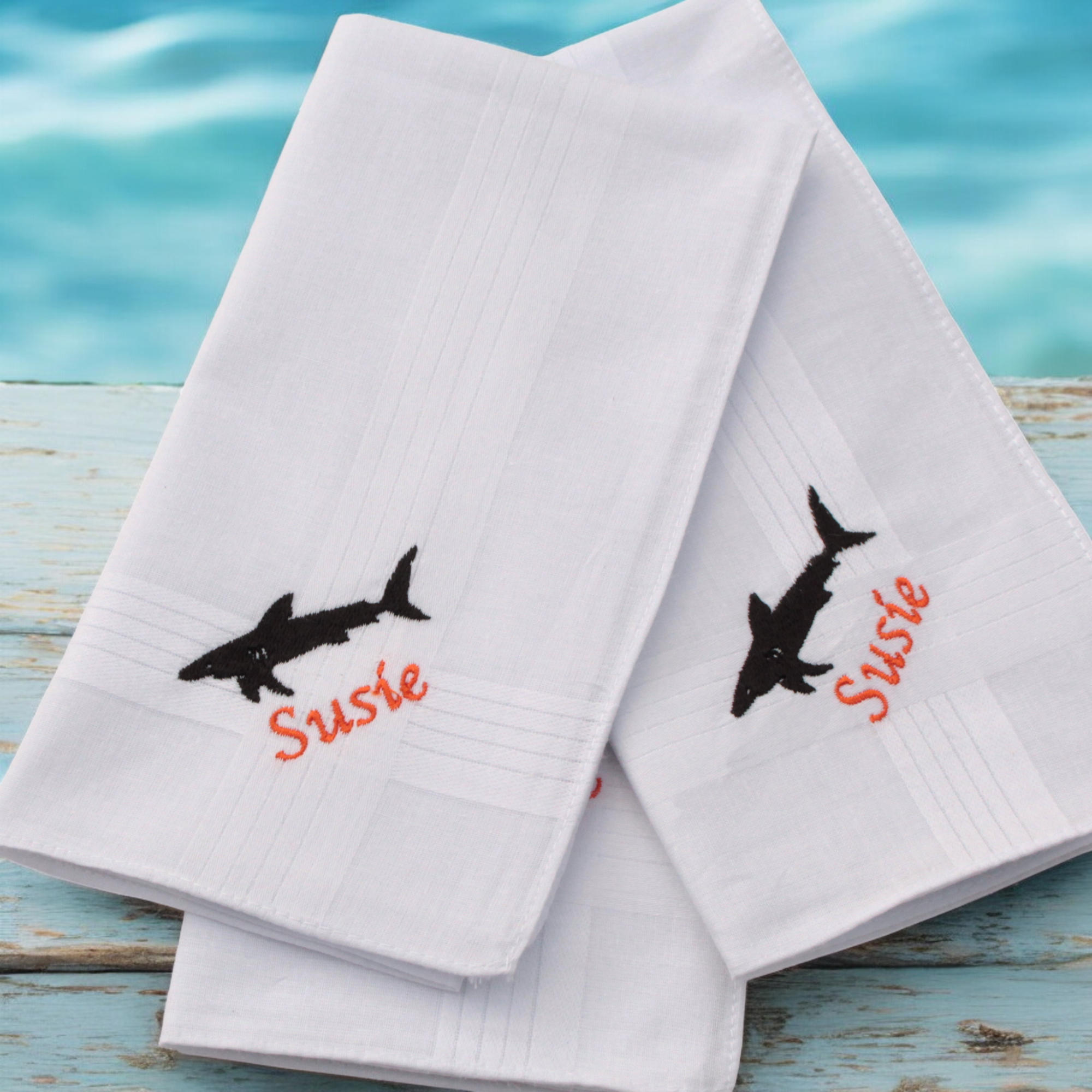 Shark Gift Handkerchiefs Gift Set of 3 Cotton Hankies