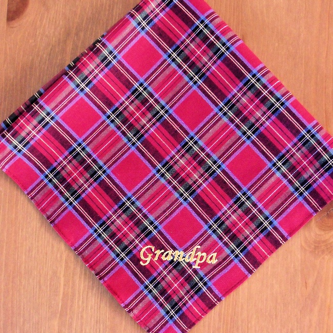 Mens Red Stewart Tartan Hanky, AmysGifts